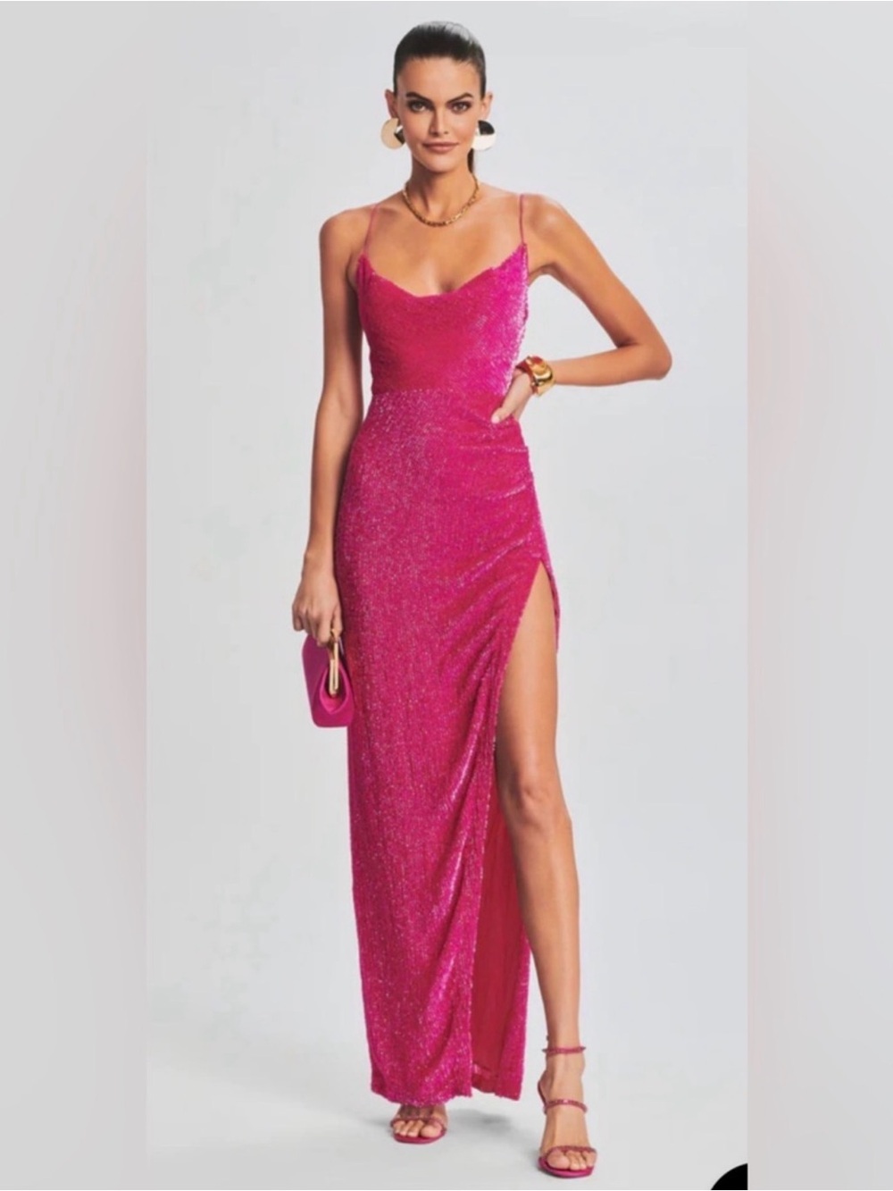 Retrofete Katya Hot Pink Sequin Evening Gown -see description for condition info